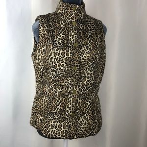 Crown and Ivy Leopard print puffer vest Size PM